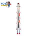 Telescopic ladder with red accents, upright position.