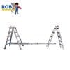 Expandable aluminum ladder in extended position.