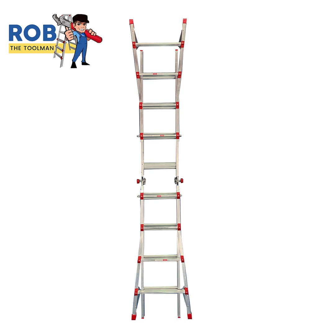 Telescopic ladder with Rob the Toolman logo.