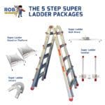 Super ladder with accessories and features displayed.