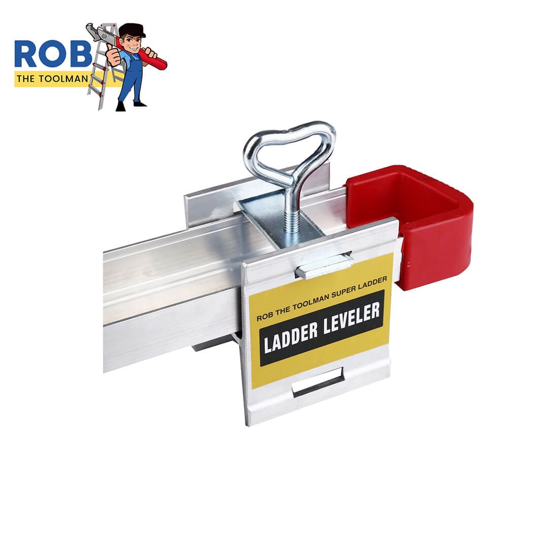 Ladder leveler with red end cap.