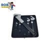 Tool set with adjustable wrenches on tray.