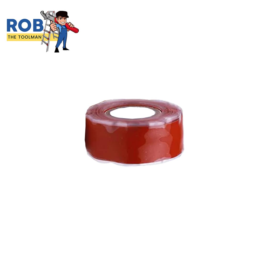 Red adhesive tape with cartoon logo.